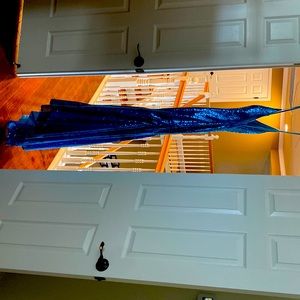 Gorgeous teal lovely vneck mermaid dress